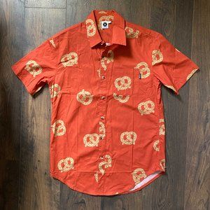 Pyknic Don't Get It Twisted Pretzel Button Up Short Sleeved Shirt Hawaiian Tiki